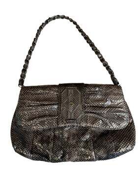 Rafe Shoulder bag chain detail dark gray Snakeskin